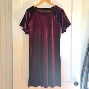 Worthington A-Line Velvet Dress Burgundy Size M